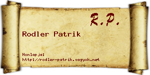 Rodler Patrik névjegykártya